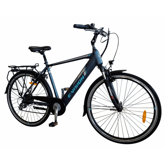 E-Vision 28 inch OPERA Herenfiets Mat zilverBlauw E-Vision 28 inch OPERA Herenfiets Mat zilverBlauw